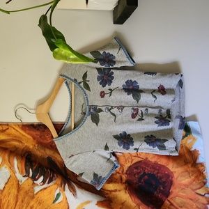 Womens Cropped Floral Stretchy Top